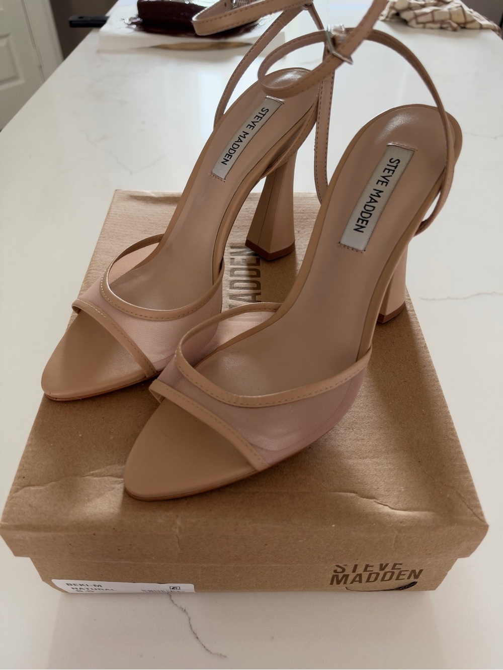 Steve Madden Nude Blush Strappy Block Heel Sandals